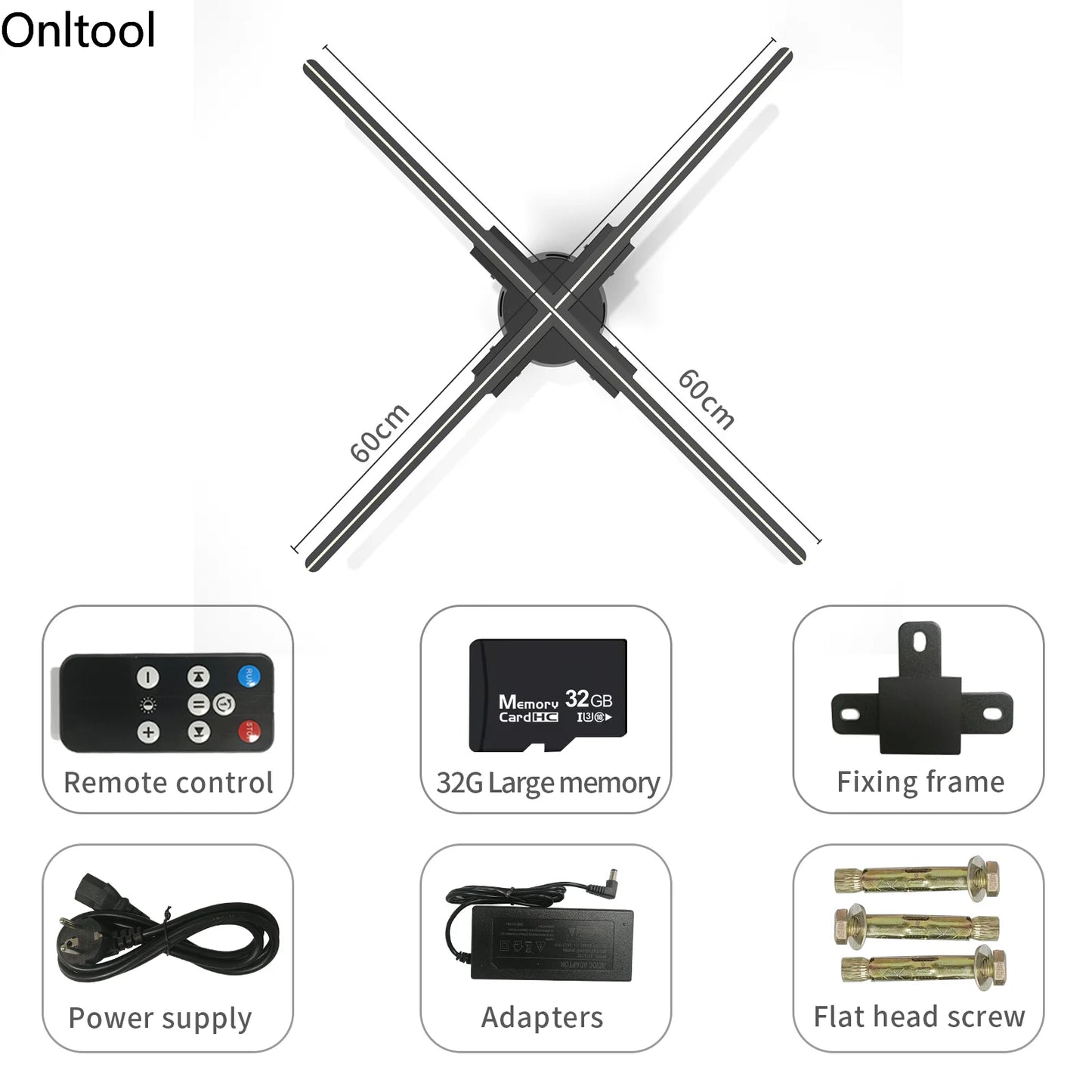 Remote Control 3D Fan Holographic 16.5inch Advertising Lights