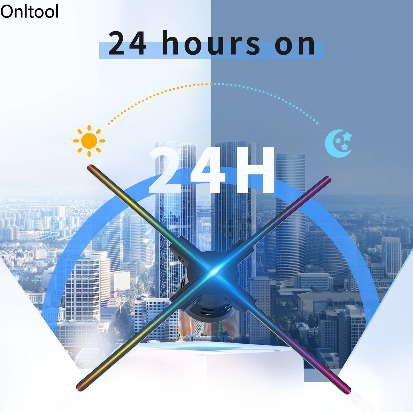 Remote Control 3D Fan Holographic 16.5inch Advertising Lights