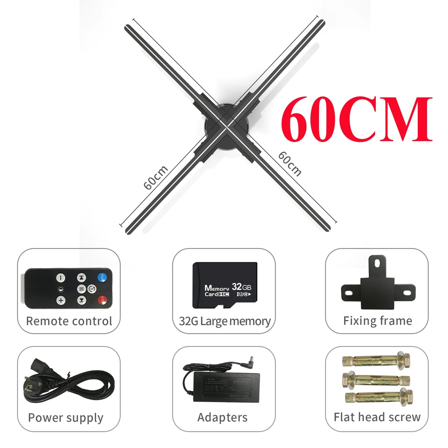 Remote Control 3D Fan Holographic 16.5inch Advertising Lights