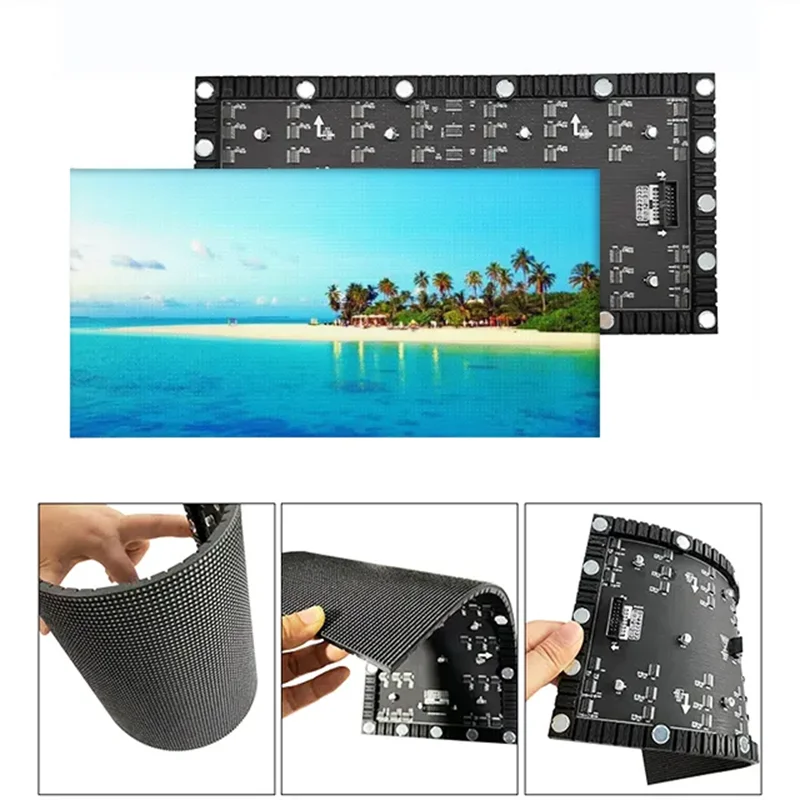 P1.875 LED Soft Full Color Module 240x120mm SMD Lamp 128x64 Pixels HUB75 Interface 32Scan 3840hz RGB Flexible Bendable Display