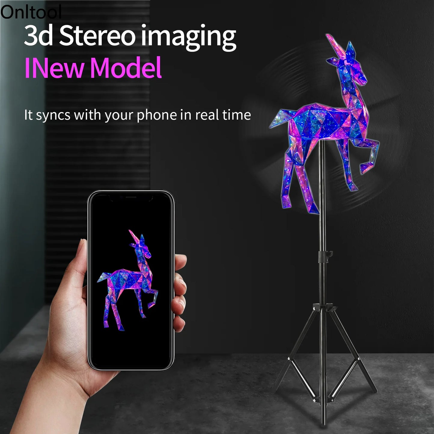 Remote Control 3D Fan Holographic 16.5inch Advertising Lights