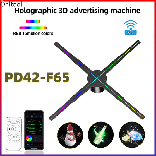 Remote Control 3D Fan Holographic 16.5inch Advertising Lights