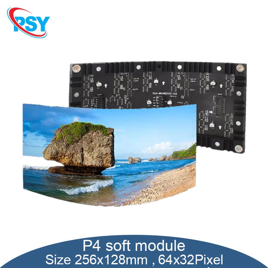 Indoor LED Soft Module P4 256X128mm Full Color Flexible Screen 64x32 Pixels SMD Lamp Matrix Panel Round Screen Bendable Display